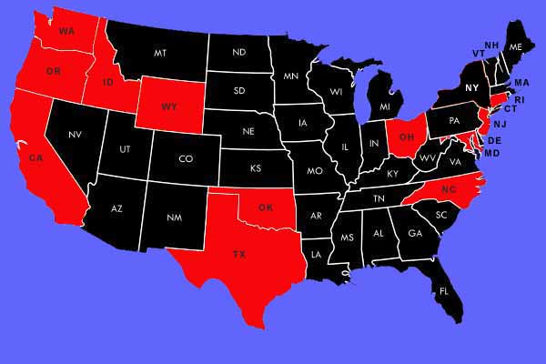 USA map of  film festivals